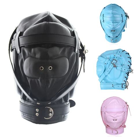 leather sex mask|PU Leather Bondage Mask Hood SM Sex Toy with Removable。